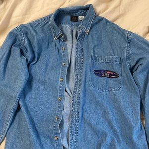 Vintage AOL America Online Denim Button Down Shirt Men’s Large